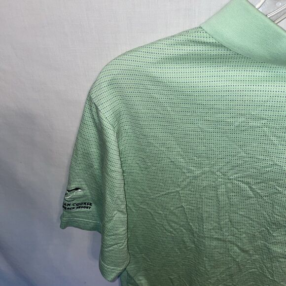 Peter Millar Mens Polo Golf Shirt Size Medium Green Striped Short Sleeve Button - Picture 11 of 12
